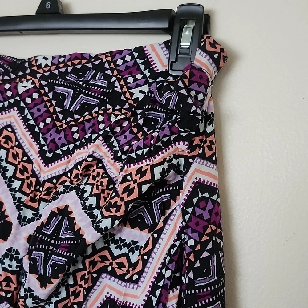 Express multicolor ruched tulip hem midi maxi skirt, fun pattern, women's medium